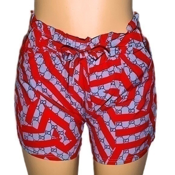 Trendy boutique Pants - Casual Summer Ruffle Belted Elastic Waist Shorts with Pockets